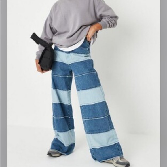 patchwork wide leg jeans - Picture 1 of 3